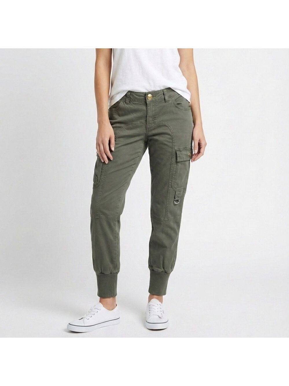 MISS SIXTY Cotton Olive Green Cargo Joggers Multi Pocket Low Rise US Sz 32